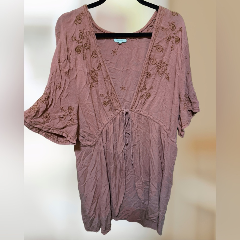 Embroidered Mauve Kimono Style Cover-Up